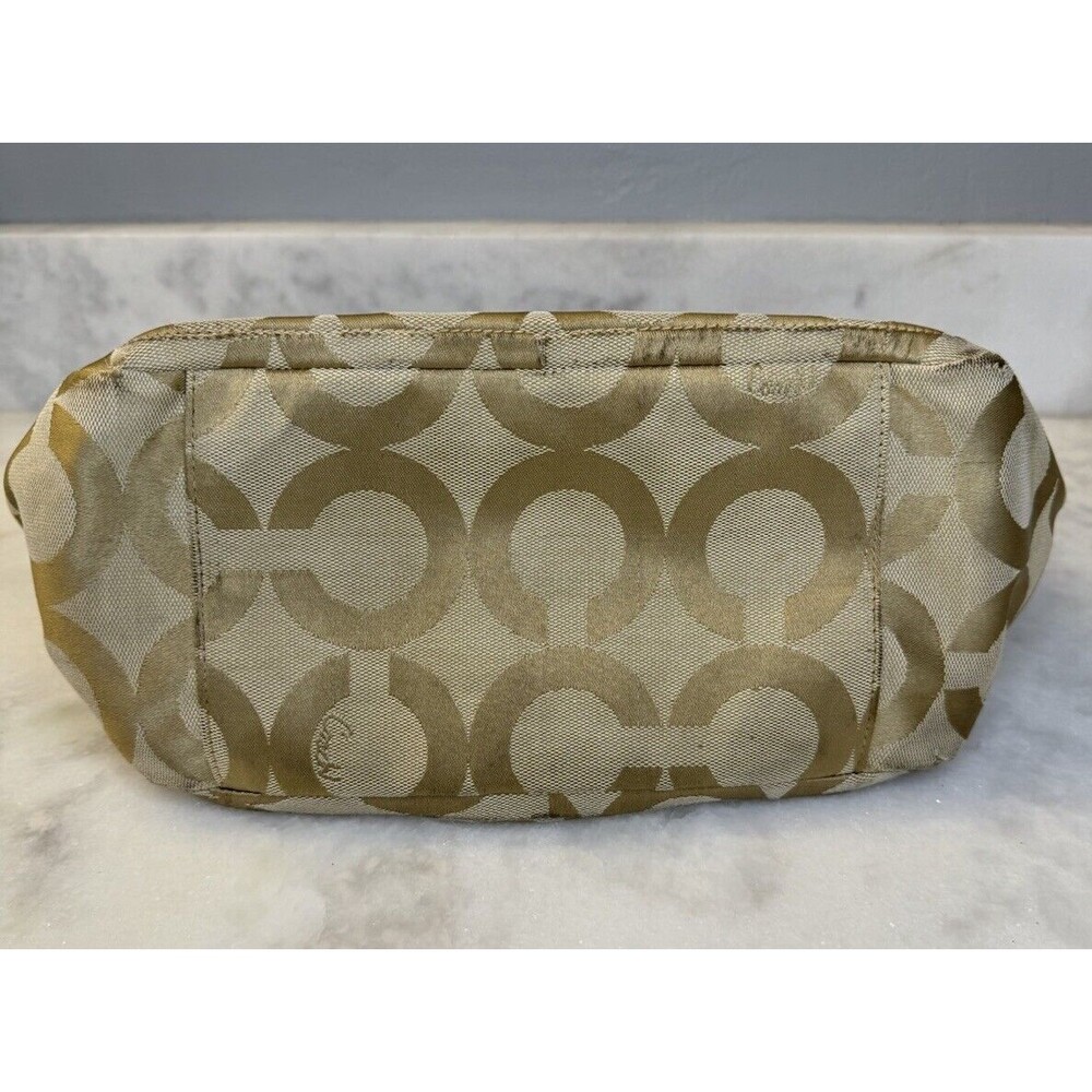 COACH Op Art Parker Beige Signature Sateen Canvas & Leather Shoulder Bag 13427 - Picture 6 of 15
